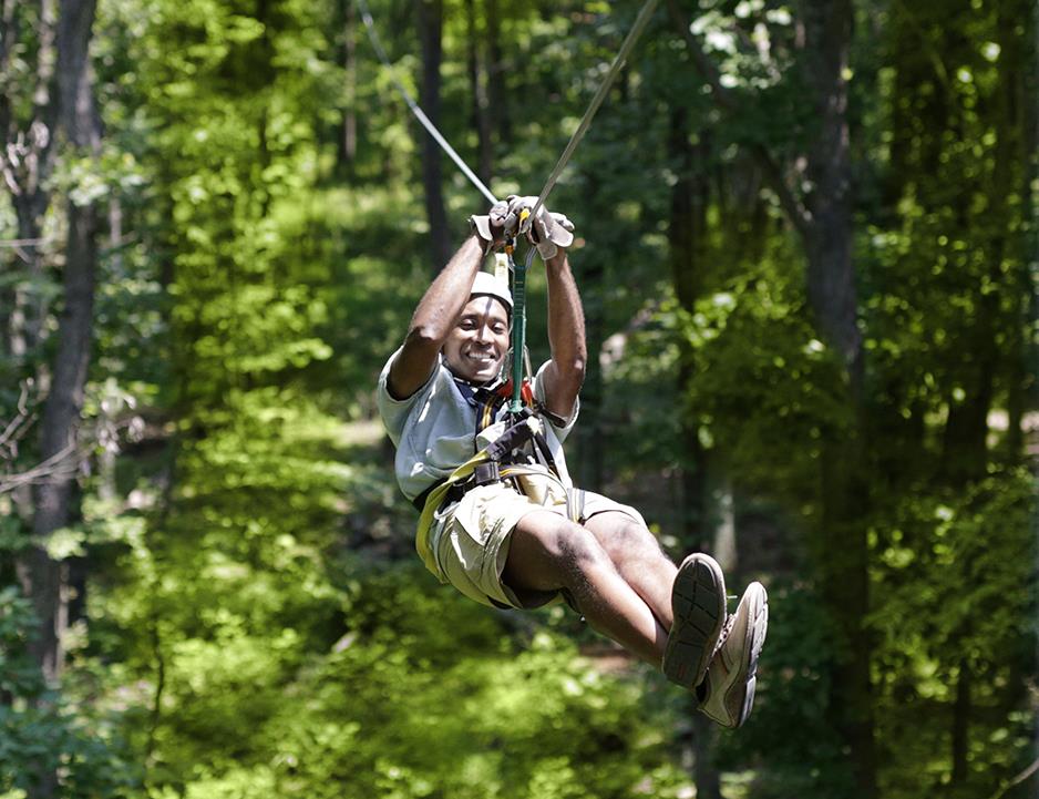 Man ziplining