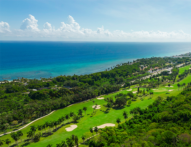 Half Moon golf course aerial with ocean views