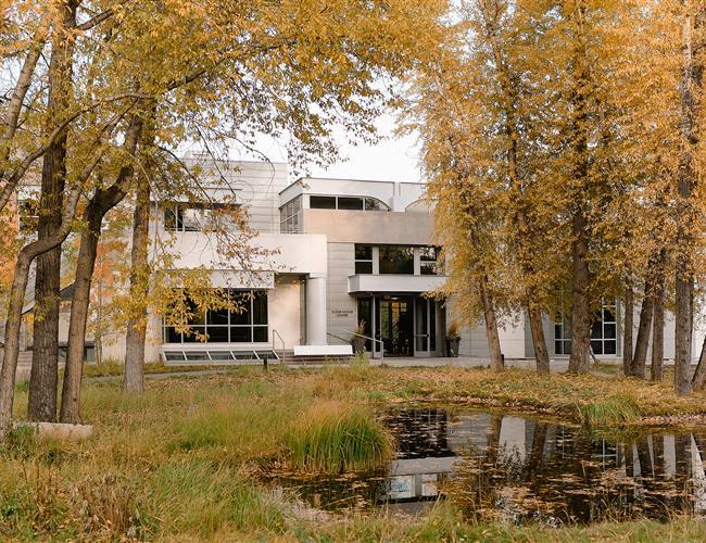 The Doerr-Hosier Building at Aspen Meadows in the fall