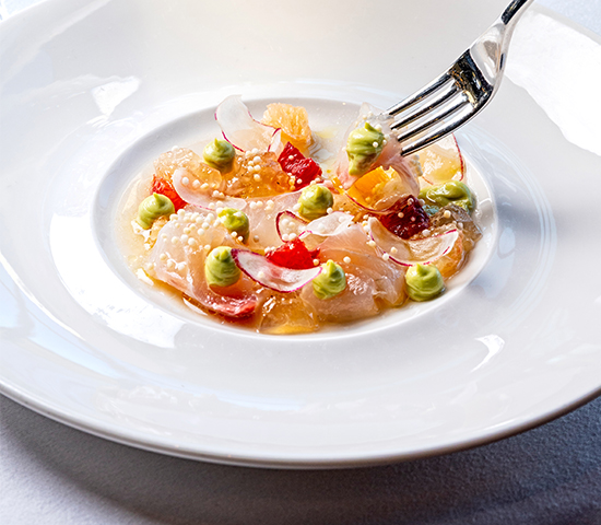 freshly plated dish with fork