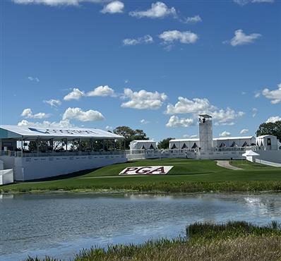 PGA logo on a golf course