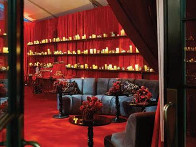red room setup for party