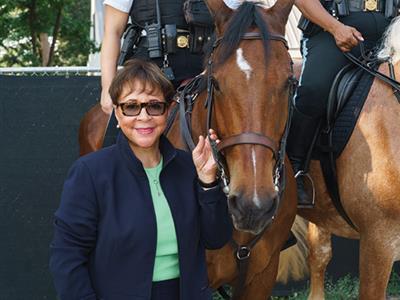 Sheila Johnson with police horses