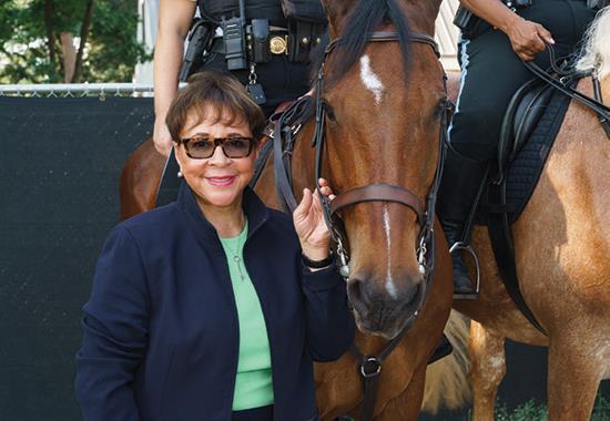 Sheila Johnson with police horses