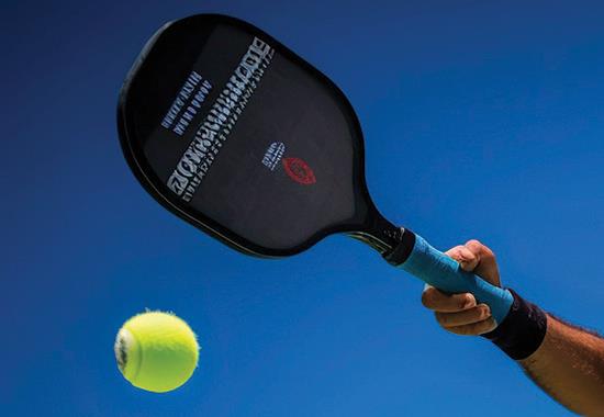 pickleball paddle and ball