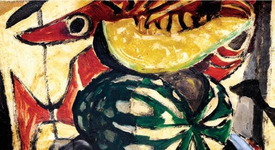 A painting of a watermelon