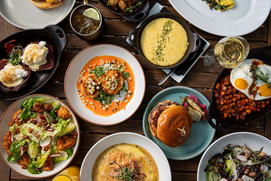 A table of lots of food