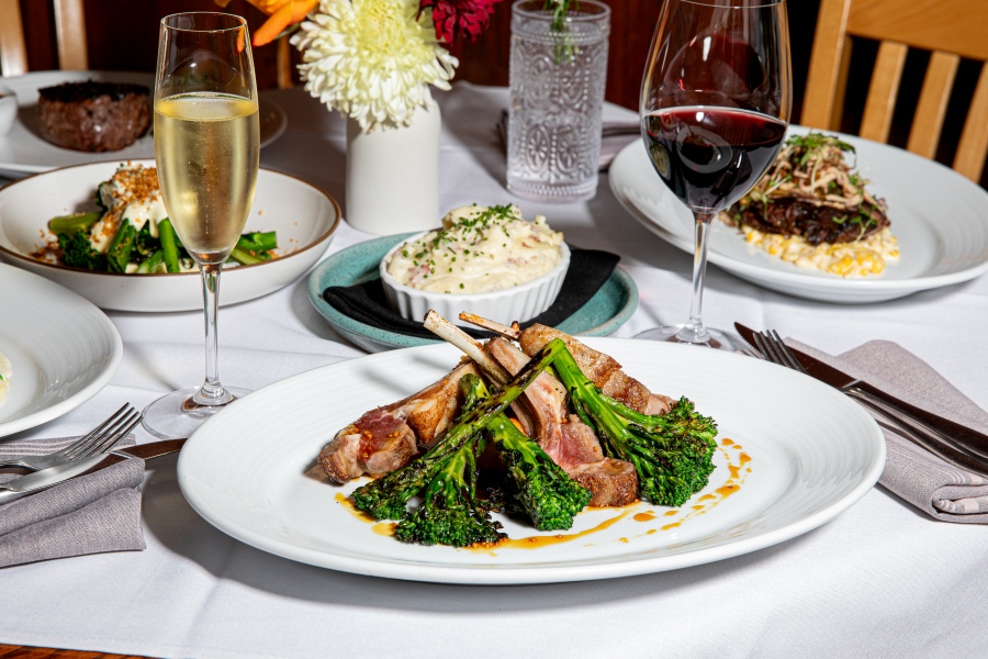 Multiple plates of food