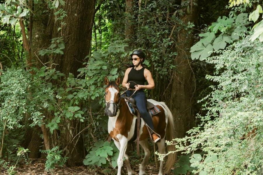 A lady riding a horse