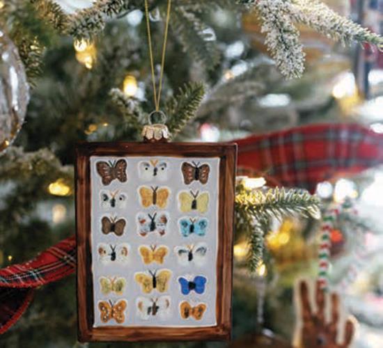 butterfly ornament on tree