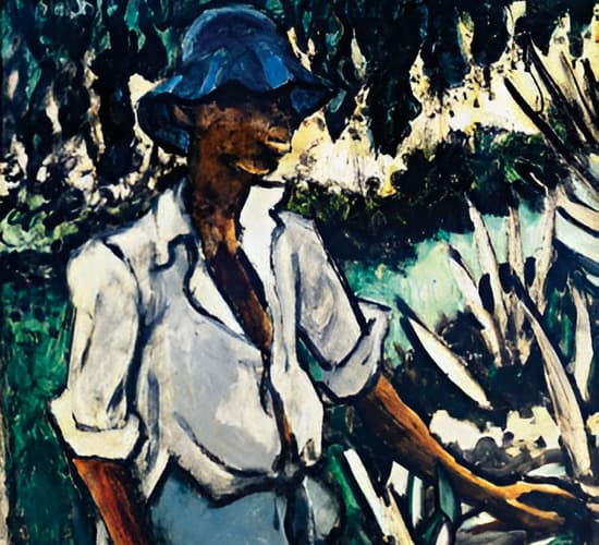 oil painting of man gardening