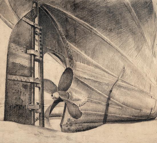 stretch drawing of a boat propeller