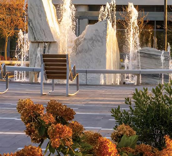 Fountain and sitting area