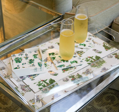 Illustrated Tray and Coasters by Katie Kime