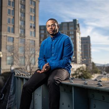Kwame Onwuachi on a bridge