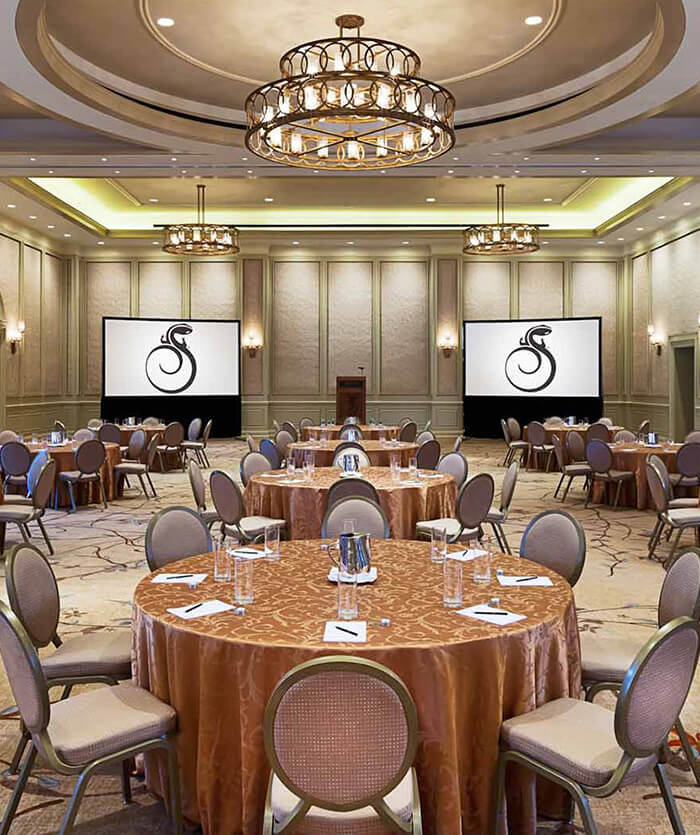 Meeting room with a banquet setup