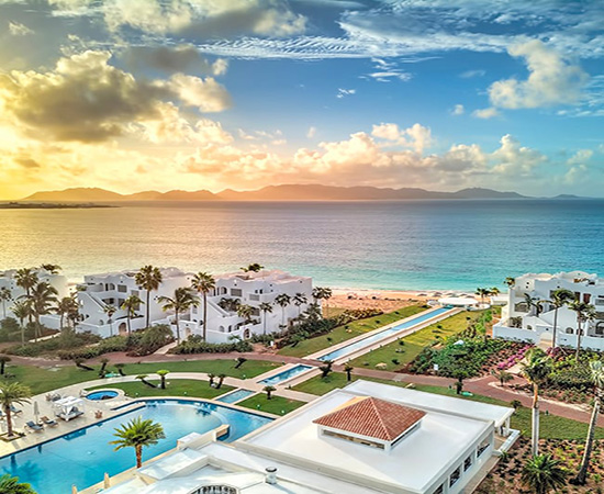 Aerial view of resort and ocean