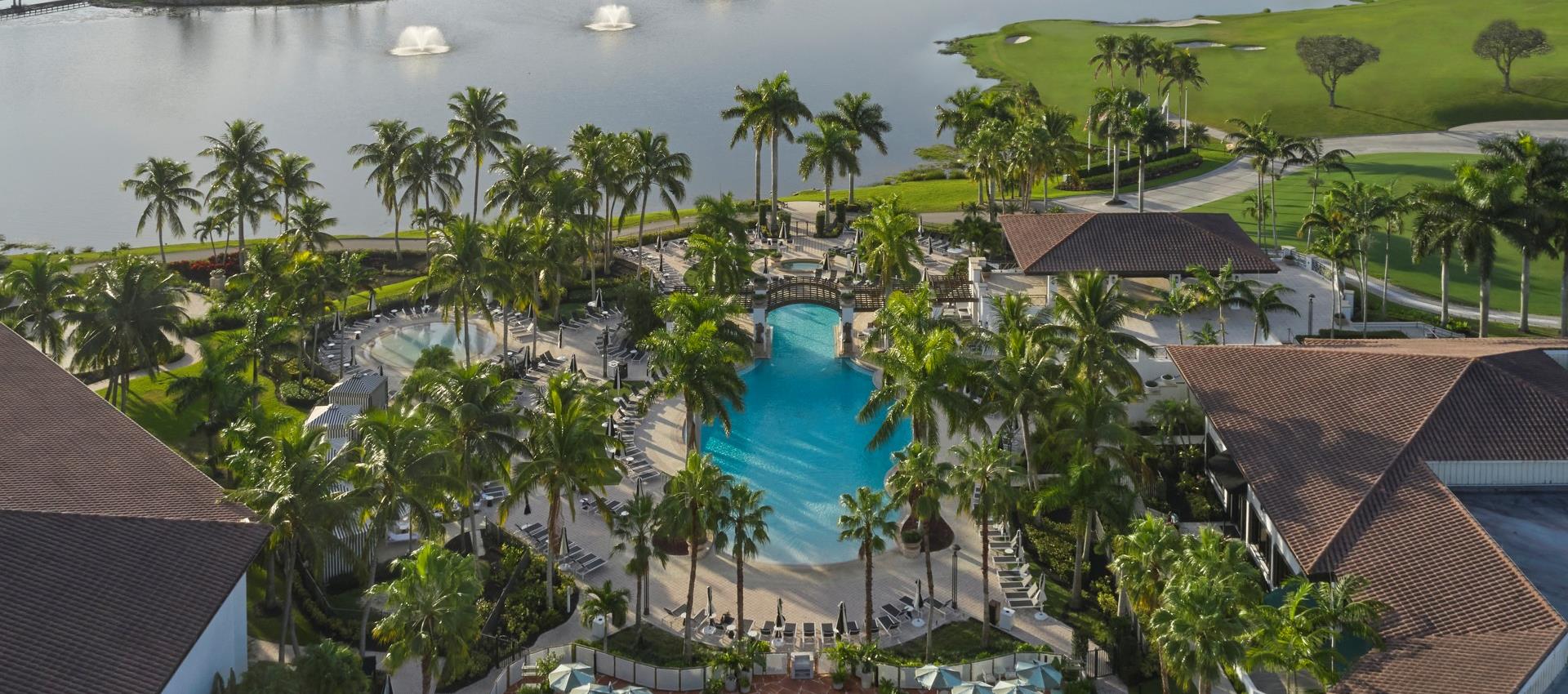 An aerial shot of the resort