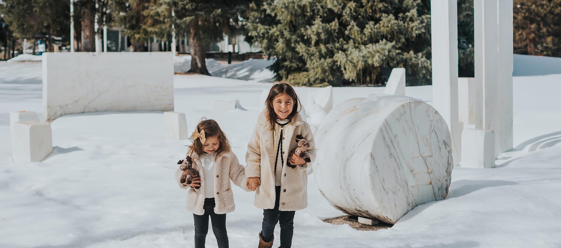 two little girl in Aspen Meadows Snow