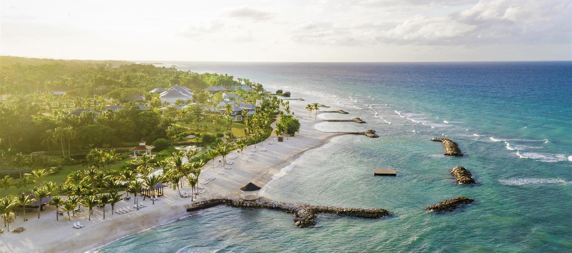 Aerial view of beach and Resort