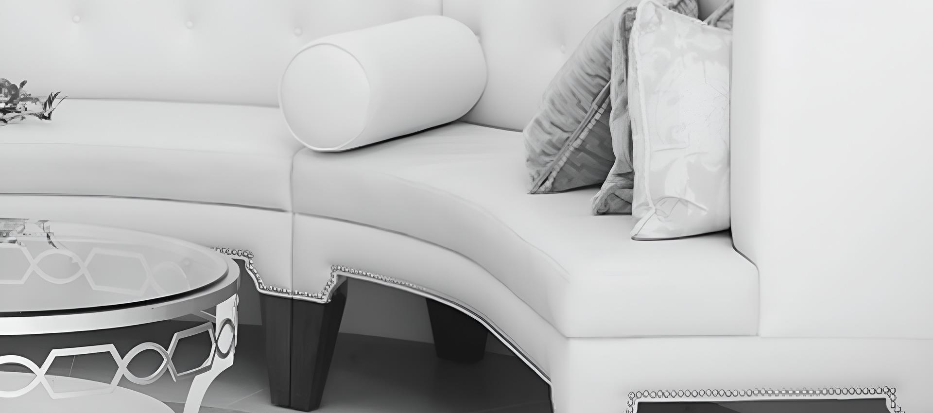 Black and white image of a couch