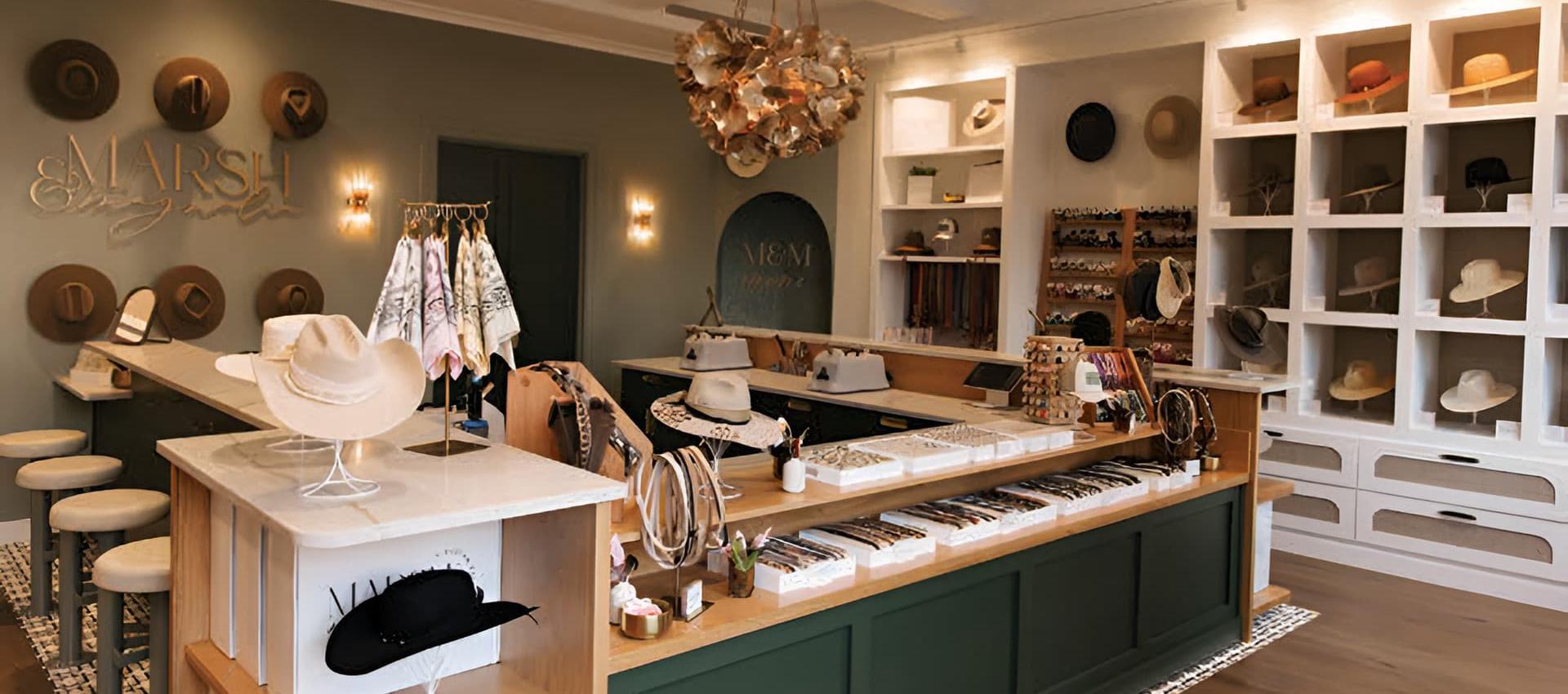 hat shop check out desk