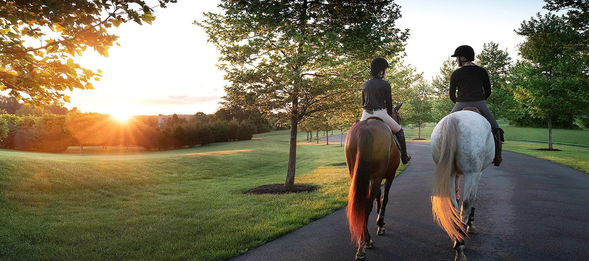 two people riding horses