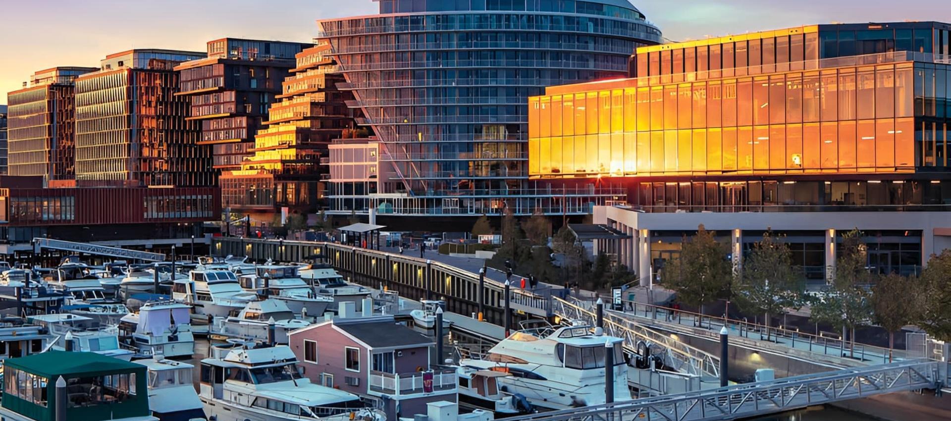 riverside pier at dusk