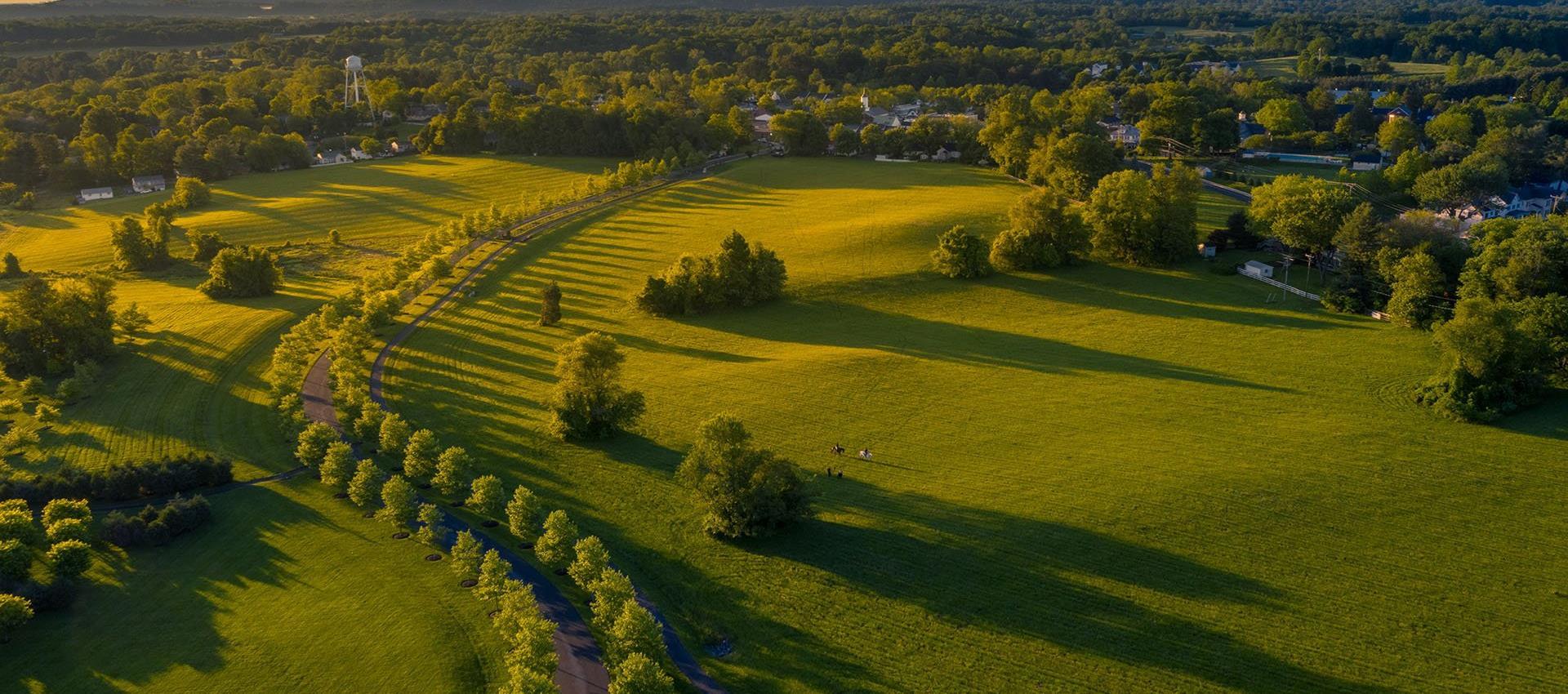 Aerial view of acres of land